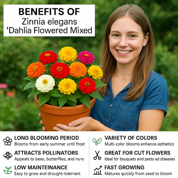 Zinnia Mix Flower Seeds with Free Plant Growth Booster