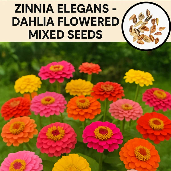 Zinnia Mix Flower Seeds with Free Plant Growth Booster