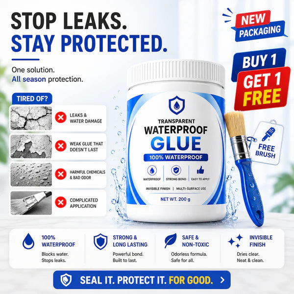 Transparent Waterproof Glue (Buy 1 Get Free) + Free Brush 🔥