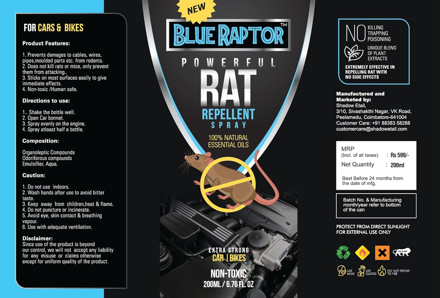 Rat Repellent Spray for Car & Home