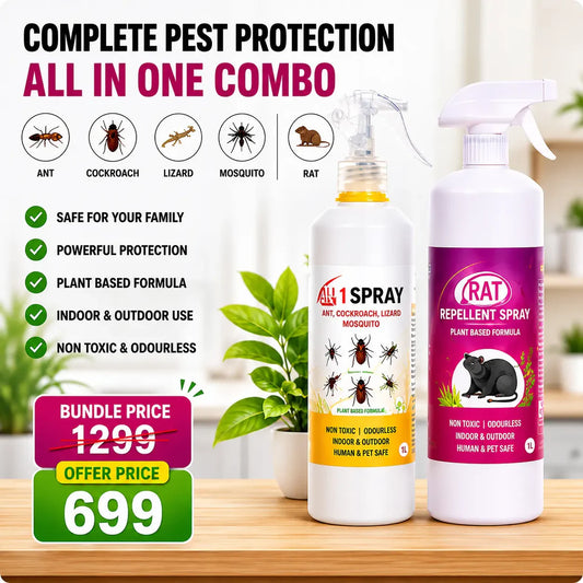 All-in-One Pest Control Combo | Rodent, Cockroach, Ant & Lizard Repellent Spray for Complete Home Safety